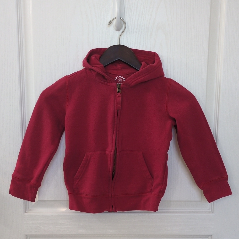 Primary Red Full-Zip Hoodie with Front Pockets